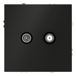 Розетка телевизионная встраиваемая VOLTUM S70 оконечная TV+SAT, (черный матовый)