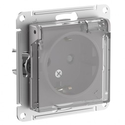 РОЗЕТКА с заз.со шт.с крышк, 16А, IP44, механизм, быстрозажим. клем., АЛЮМИНИЙ Schneider Electric Art Gallery GAL440346S