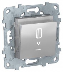 Выключатель карточный Schneider Electric Unica Studio Алюминий с подсветкой, 10 А NU528330