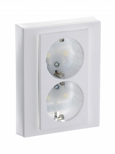 Розетка двойная ABB Levit белый / ледяной с заземлением со шторками 16А 2CHH223457C6001 5522H-C03457 01W