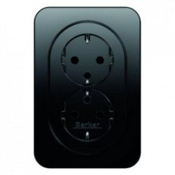 Двойная штепсельная розетка Berker R.1 черная с блеском SCHUKO цельная 47282045
