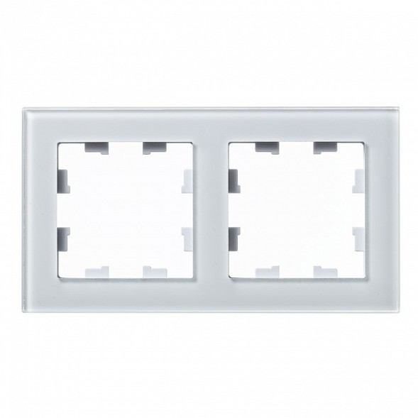 Рамка Schneider Electric Atlasdesign двойная Nature белое стекло ATN320102