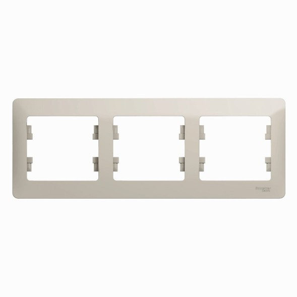 Рамка Schneider Electric Glossa Молочный 3 поста горизонтальная GSL000903