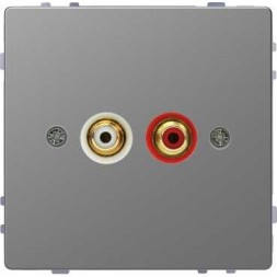 Аудиорозетка Merten D-Life нержавеющая сталь с модулем тюльпан MTN4350-6036