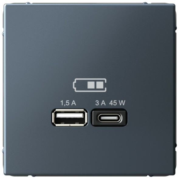 Зарядное устройство USB-A + USB-C, 45Вт (Грифель) Schneider Electric Systeme Art Gallery GAL000729