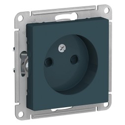 Розетка Schneider Electric Atlasdesign Изумруд без заземления со шторками, 16А, механизм ATN000849