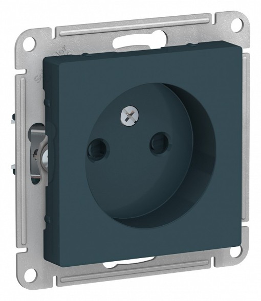 Розетка Schneider Electric Atlasdesign Изумруд без заземления со шторками, 16А, механизм ATN000849