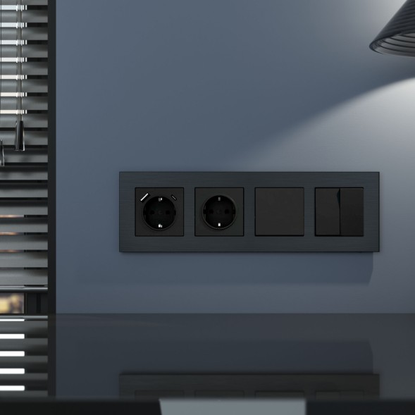 Рамка из металла на 4 поста АluMax черный алюминий Werkel W0043508