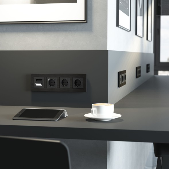 Рамка из металла на 4 поста АluMax черный алюминий Werkel W0043508