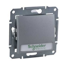 Кнопочный выключатель Schneider Electric Sedna алюминий с надписью подсветкой SDN1700460