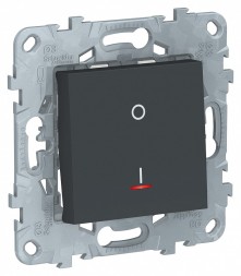 Выключатель Schneider Electric Unica Studio Антрацит двухполюсный, 1-кл., с индик., сх.2а, 16 AX, 250В NU526254S