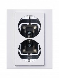 Розетка двойная ABB Levit белый / дымчатый чёрный с заземлением со шторками 16А 2CHH223457C6062 5522H-C03457 62W