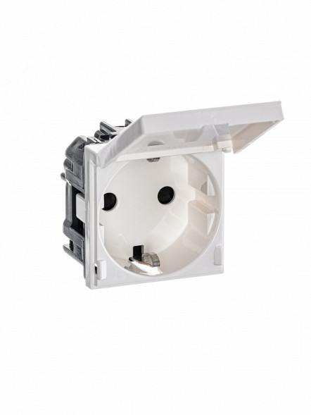 Розетка ABB Zenit альпийский белый SCHUKO с заземлением с крышкой со шторками 16А / 250В 2CLA228810N1101 N2288.1 BL