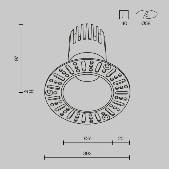 Встраиваемый светильник Technical DL120-10W-4K-TRS-B
