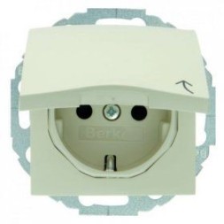 Штепсельная розетка Berker R.1 белый, с блеском SCHUKO с откидной крышкой 47448982