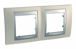 Рамка Schneider Electric Unica Top Опал / Алюминий 2 поста MGU66.004.095