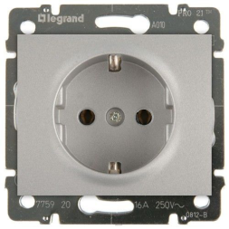 Розетка Legrand Galea Life алюминий 2к+З лицевая панель с механизмом выталкивания 771324