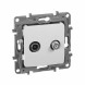 Розетка TV/SAT Legrand Etika белый двухкабельная 672257