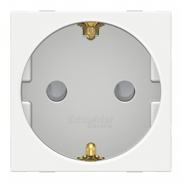 Розетка Schneider Electric Unica Modular Белый с заземлением со шторками, с быстроз. клем., 16А 250В, 2мод NU305718