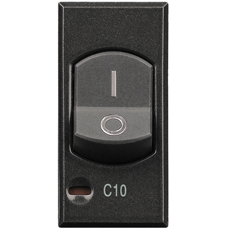 Двухполюсный термомагнитный выключатель Bticino Axolute Антрацит с индикатором защиты 1 полюса, 10 А HS4301/10