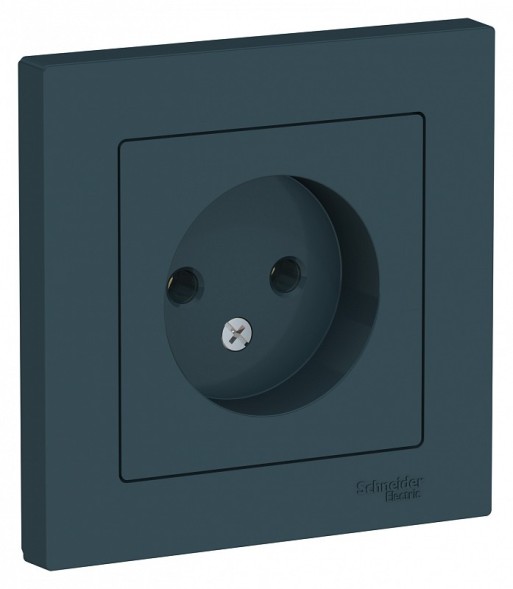 Розетка Schneider Electric Atlasdesign Изумруд без заземления, 16А, в сборе ATN000840