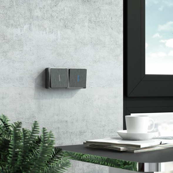 Выключатель одноклавишный с подсветкой Gallant графит рифленый Werkel W5010104