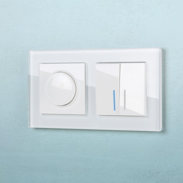 Выключатель двухклавишный с подсветкой (белый) Werkel W1120101