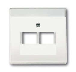 Плата центральная (накладка) ABB белый бархат для двухпостовой телекоммуникационной розетки 0214 0215 0217 0218 с полем для надписи 2CKA001710A3888 1803-02-884