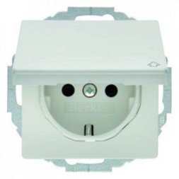 Штепсельная розетка Berker Q.1 полярная белизна с эффектом бархата, SCHUKO с откидной крышкой с защитой от детей 47446089