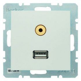 Розетка USB/3.5mm AUDIO Berker S.1 полярная белезна матовая 3315391909