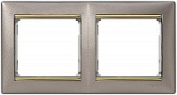 Рамка Legrand Valena гориз. титан/золотой штрих 2 поста 770362