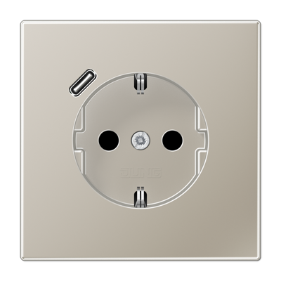 Розетка Jung LS серия Нержавеющая сталь SCHUKO® с USB-интерфейсом с 1 USB-портом типа A LS серия Нержавеющая сталь ES1520-18C-L