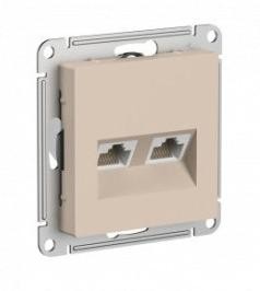 ATN001285 Atlasdesign РОЗЕТКА двойная компьютерная RJ45+RJ45, кат.5E, механизм Песочный Schneider Electric