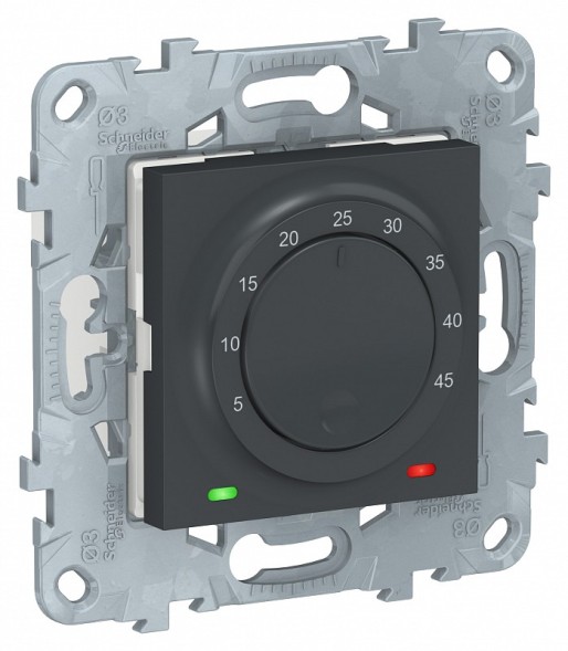 Термостат теплого пола Schneider Electric Unica Studio Антрацит 10А, выносной термодатчик NU550354