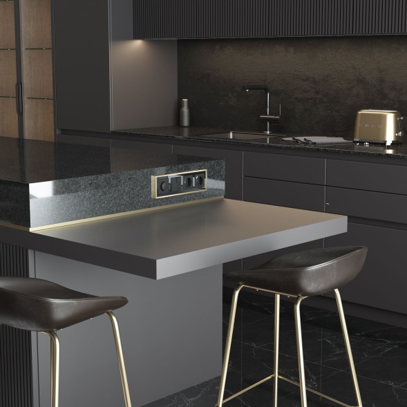 Рамка из металла на 4 поста Baguette черный/латунь W0042852