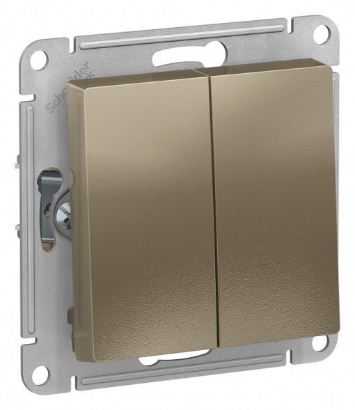 Двухклавишный переключатель Schneider Electric Atlasdesign Шампань сх.6/2, 10АХ, механизм ATN000565