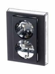 Розетка двойная ABB Levit 16А антрацит / дымчатый чёрный с заземлением со шторками 2CHH223457C6063 5522H-C03457 63W