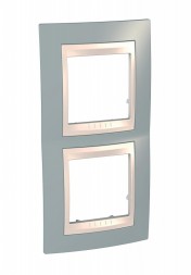 Рамка Schneider Electric Unica Хамелеон серый / Бежевый 2 поста вертикальная MGU6.004V.565