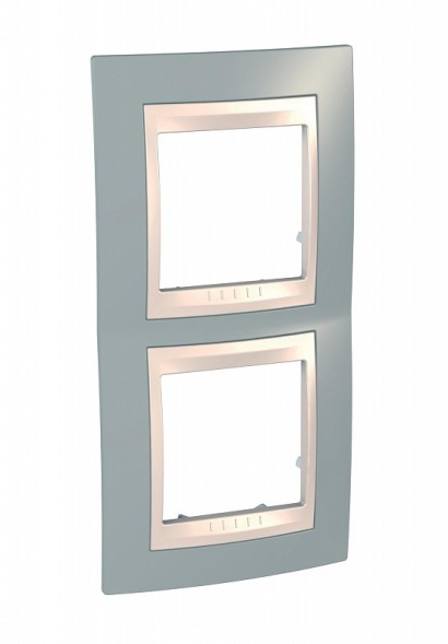 Рамка Schneider Electric Unica Хамелеон серый / Бежевый 2 поста вертикальная MGU6.004V.565