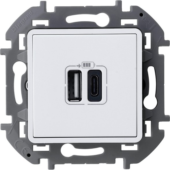Зарядное устройство с двумя USB-разьемами A-C 240В/5В 3000мА Белый Legrand INSPIRIA 673760