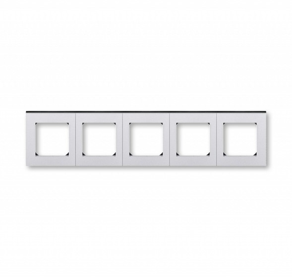 Рамка ABB Levit Серебро / Дымчатый чёрный 5 постов 2CHH015050A6070 3901H-A05050 70W