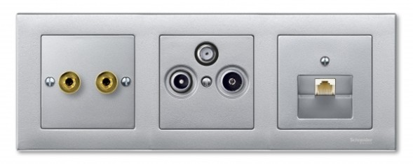 Центральная плата Merten M-серия алюминий с разъемами high-end MTN469360