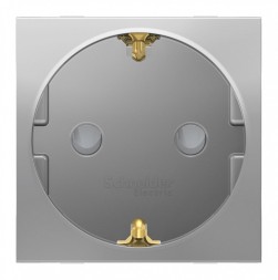 Розетка Schneider Electric Unica Modular Алюминий с заземлением со шторками, винтовой зажим, 16А, 250В, 2 мод NU303730