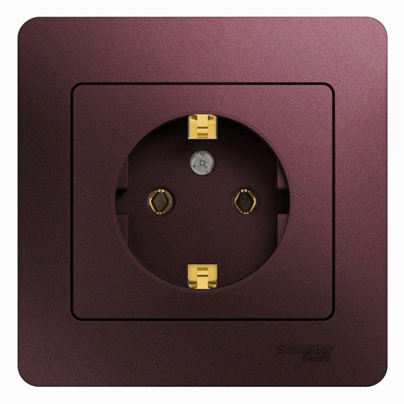 Розетка с заземлением,16А, 250В, в сборе Schneider Electric Glossa Баклажановый GSL001142