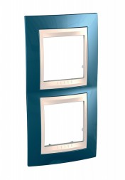 Рамка Schneider Electric Unica Хамелеон голубой лед / Бежевый 2 поста вертикальная MGU6.004V.554