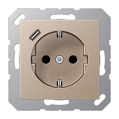 Розетка Jung A серия Шампань SCHUKO® с 1 USB-портом типа С A1520-18CCH