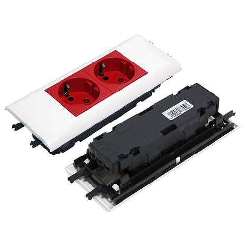 Розетка Legrand Mosaic немецкий стандарт 2x2к+З с блокировкой 077452