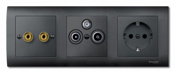 Центральная плата Merten M-серия антрацит с разъемами high-end MTN469314