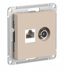 ATN001289 Atlasdesign РОЗЕТКА двойная ТВ + компьютерная RJ45, кат. 5Е Песочный Schneider Electric