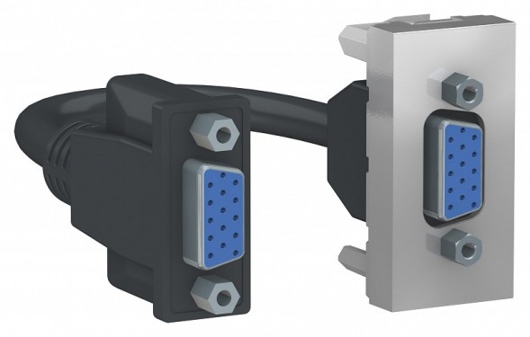 Розетка HD15 Schneider Electric Unica Modular Алюминий female (VGA), 1 Модуль NU343230